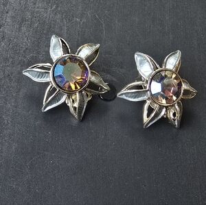 Silver and Gold Flower Earrings